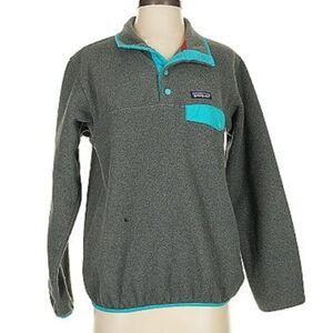 Patagonia Gray Fleece Pullover with Teal Accents